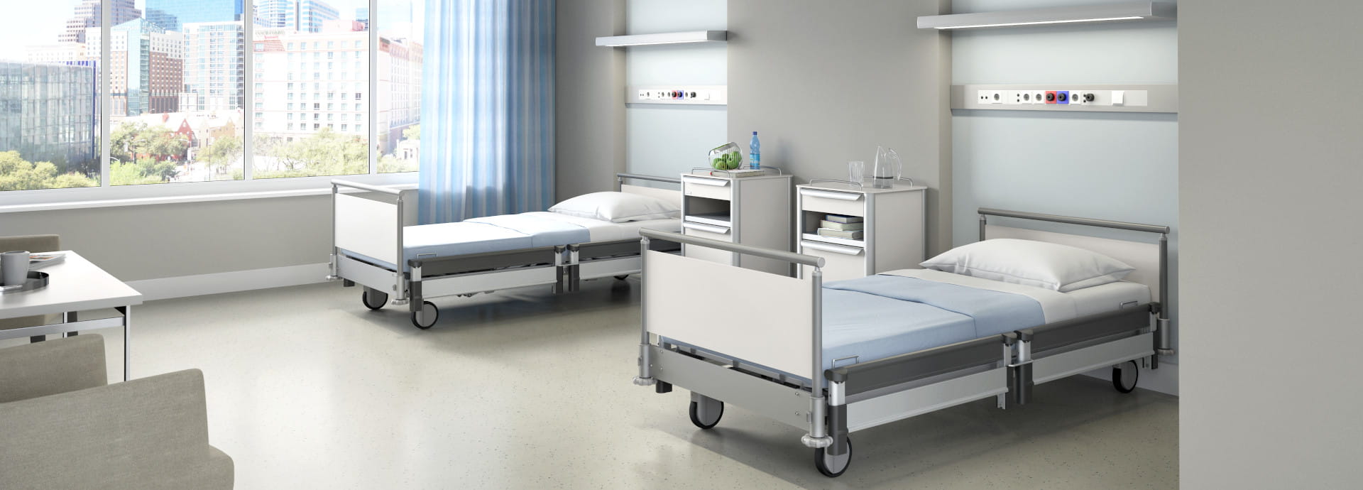 More than hospital bed: low height hospital bed + cozy design = hospitel