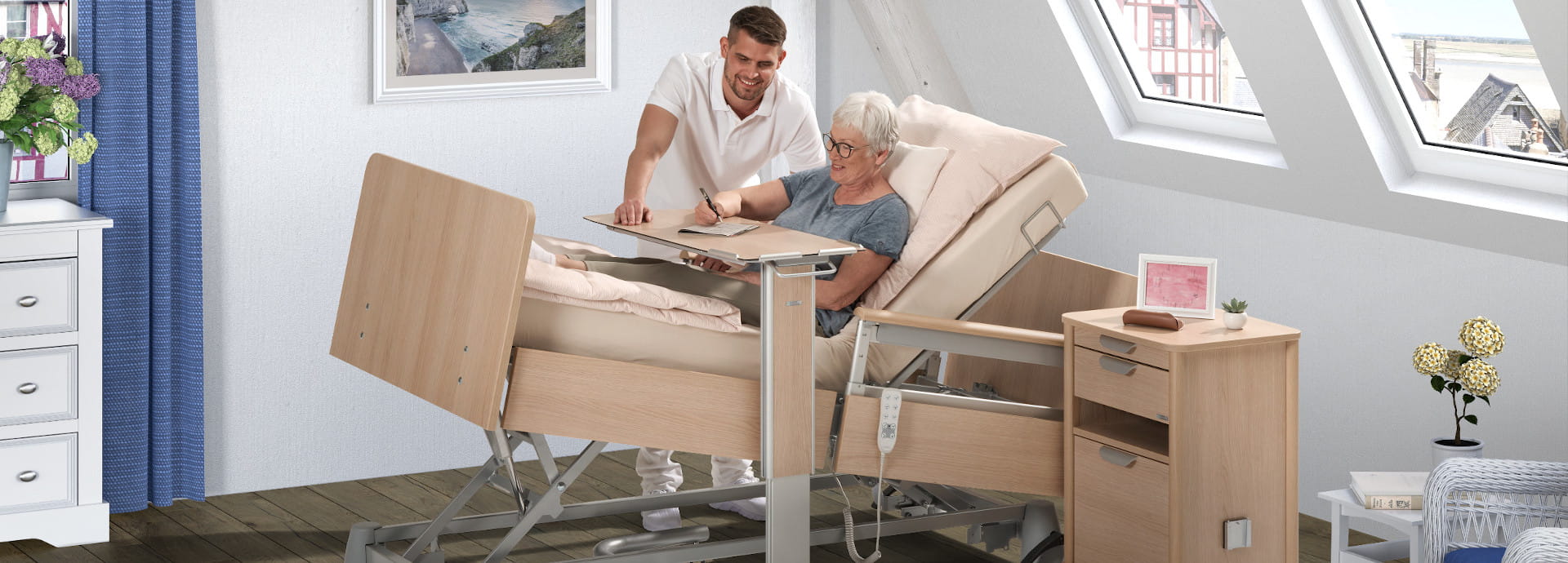 The carisma sc low nursing bed supports care at the highest level while improving the comfort and quality of life of your residents.