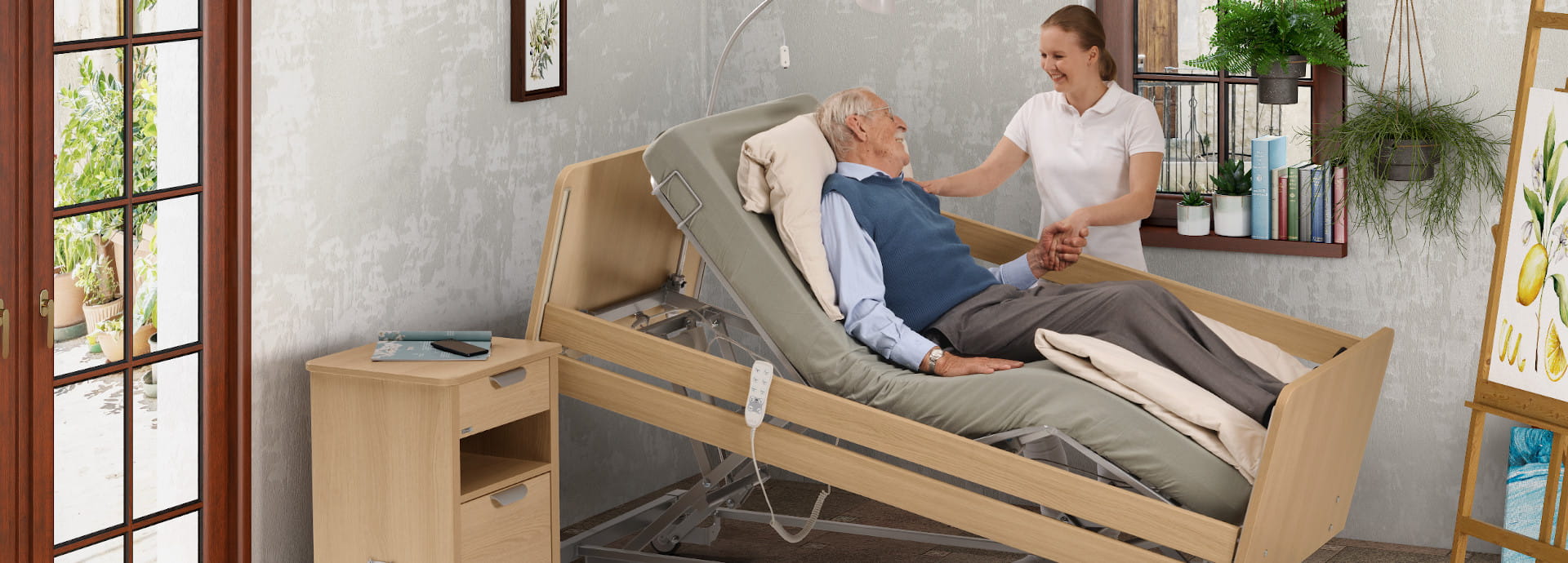 Mit innovativen Funktionen ermöglicht das Pflegebett movita sc komfortable Pflege und gewährleistet gleichzeitig höchste Produktsicherheit.  