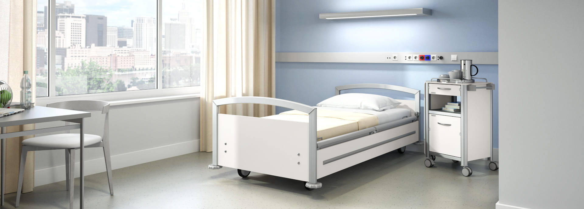 More than hospital bed: low height hospital bed + cozy design = hospitel SafeSense®